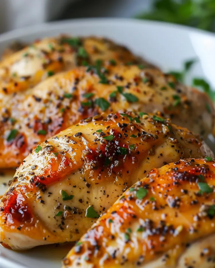 Apple-stuffed baked chicken breasts with white wine sauce