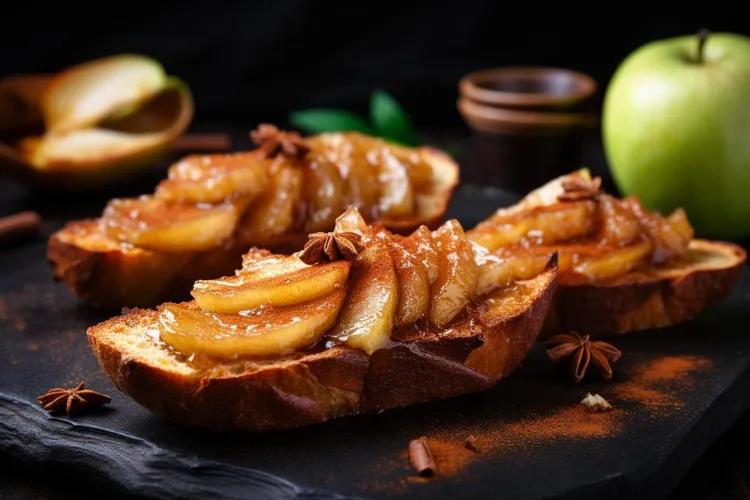 Warm cinnamon apple toast