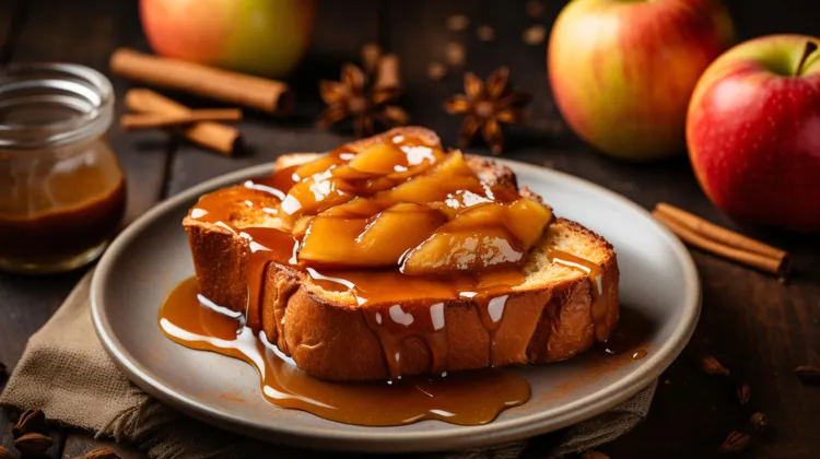 Caramelized apple and almond butter toast