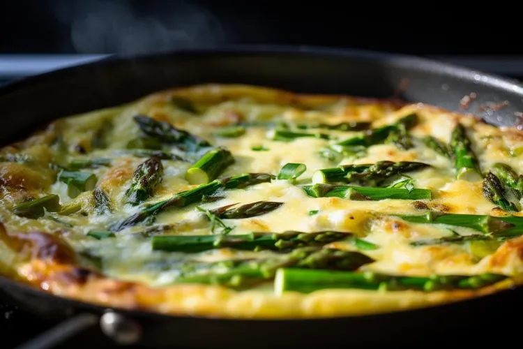 Asparagus, bacon and cheese frittata