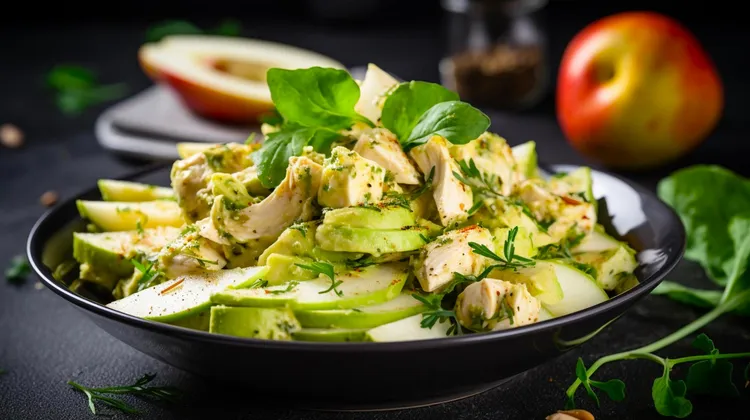 Citrusy avocado, apple and chicken salad