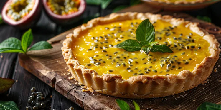 Baked passionfruit tart