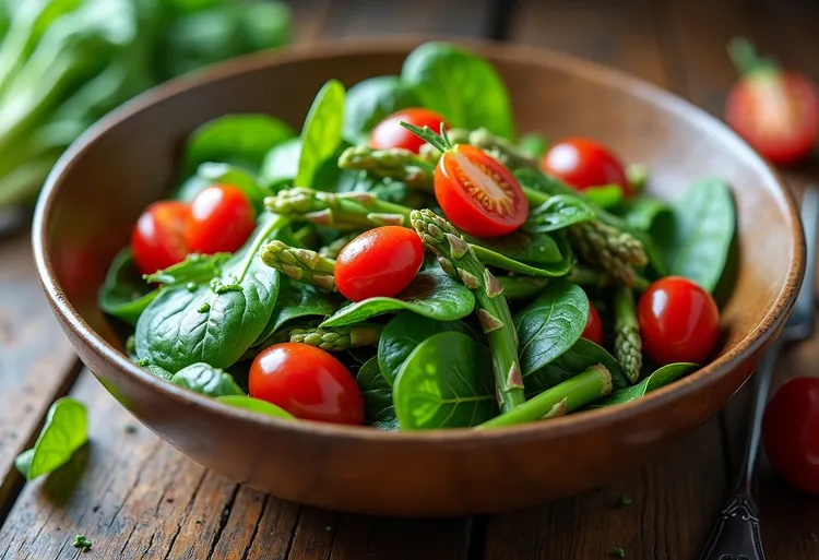 Bean, asparagus and cherry tomato salad