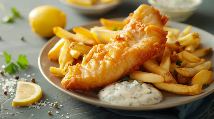 Beer-battered flathead with chips