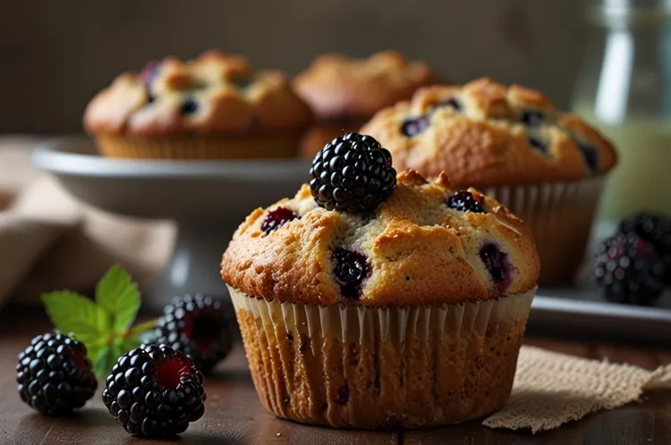 Blackberry almond financiers with honey
