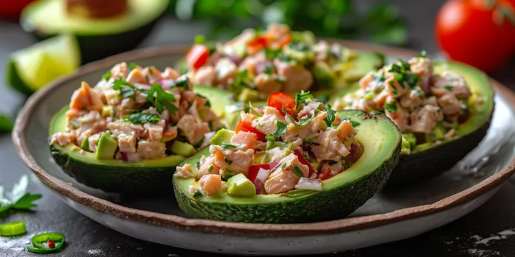 Chicken salad stuffed avocado