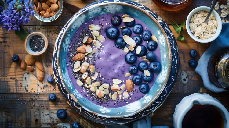 Blueberry almond chia pudding with honey