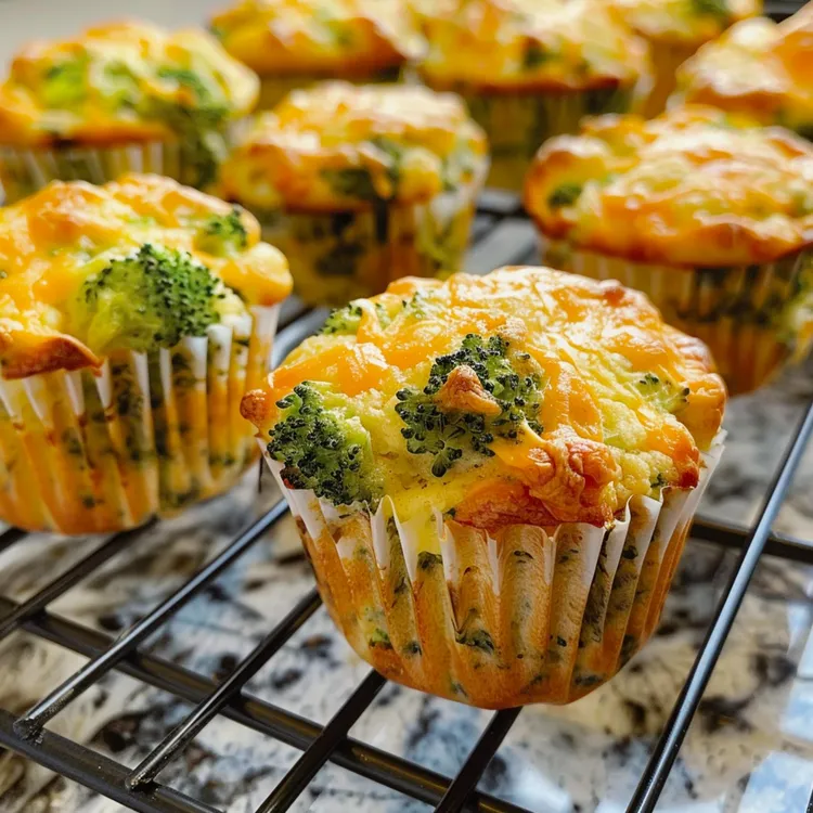 Broccoli and cheddar mini quiches