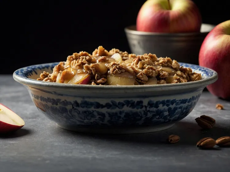 Caramel apple and almond crumble