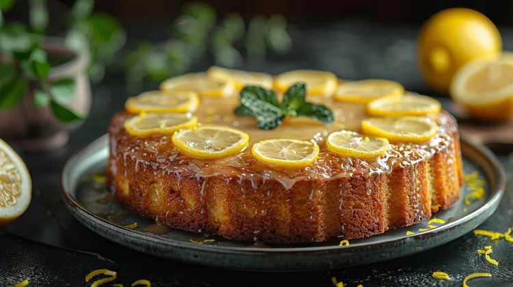 Lemon cake with earl grey syrup