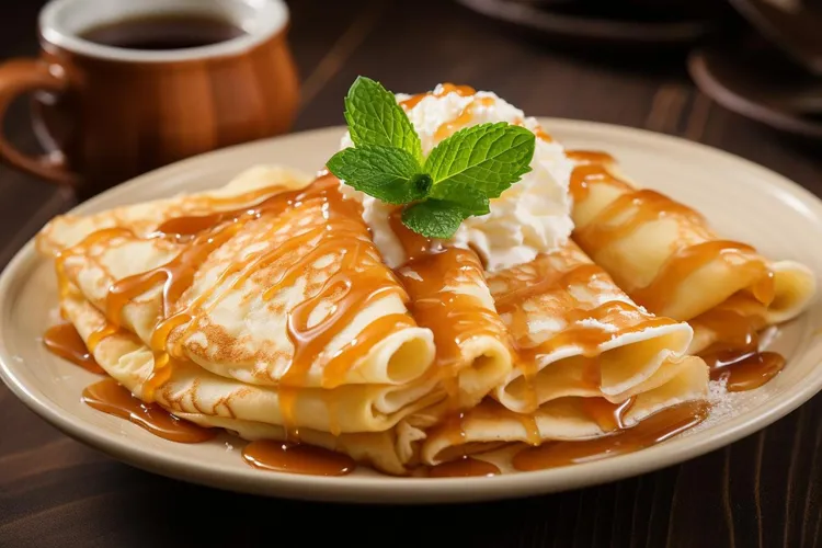 Caramelised apple crepes