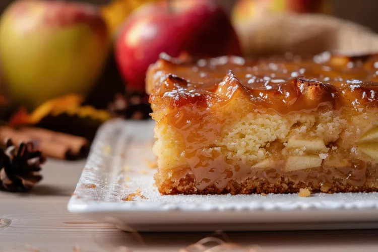 Caramelised apple tea cake with cinnamon icing