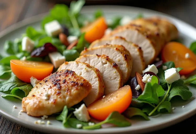 Chicken and watercress salad with almonds and feta