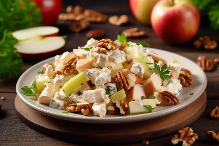 Chicken, apple and walnut salad