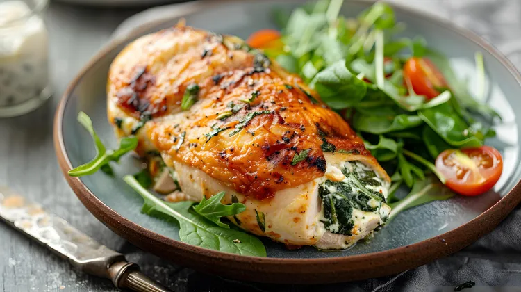 Chicken breast fillets filled with coriander, almond and chilli