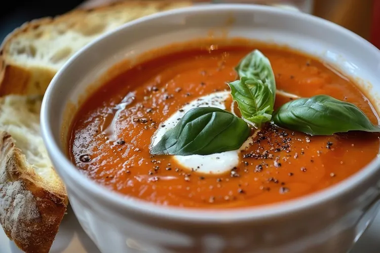 Tomato soup with beer damper