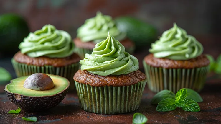 Chocolate cupcakes with avocado icing