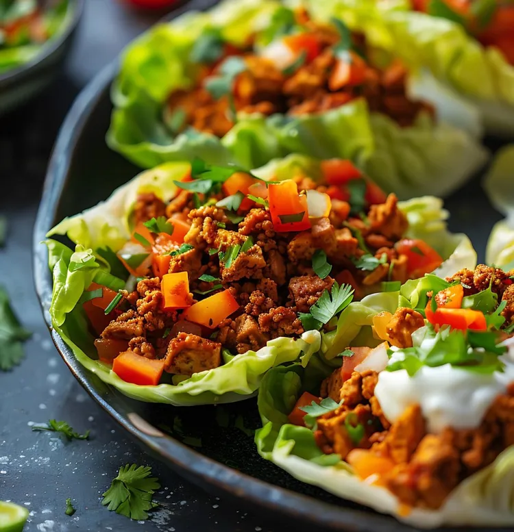 Turkey tacos in lettuce wraps