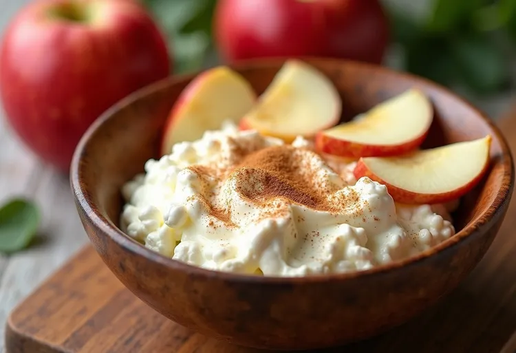 Cinnamon-spiced apple and cottage cheese snack