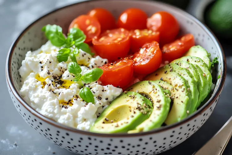 Avocado & tomato cottage cheese bowl