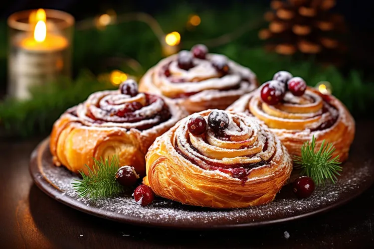 Cranberry and walnut sticky scrolls