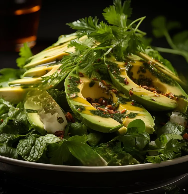 Fennel and avocado salad with spearmint and lemon juice