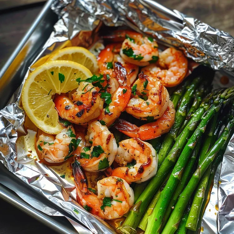 Easy garlic butter shrimp parcels