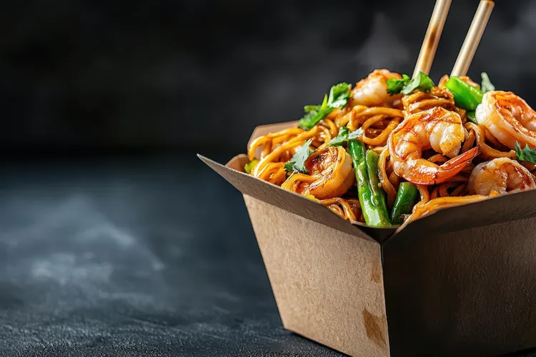 Teriyaki shrimp noodle bowl