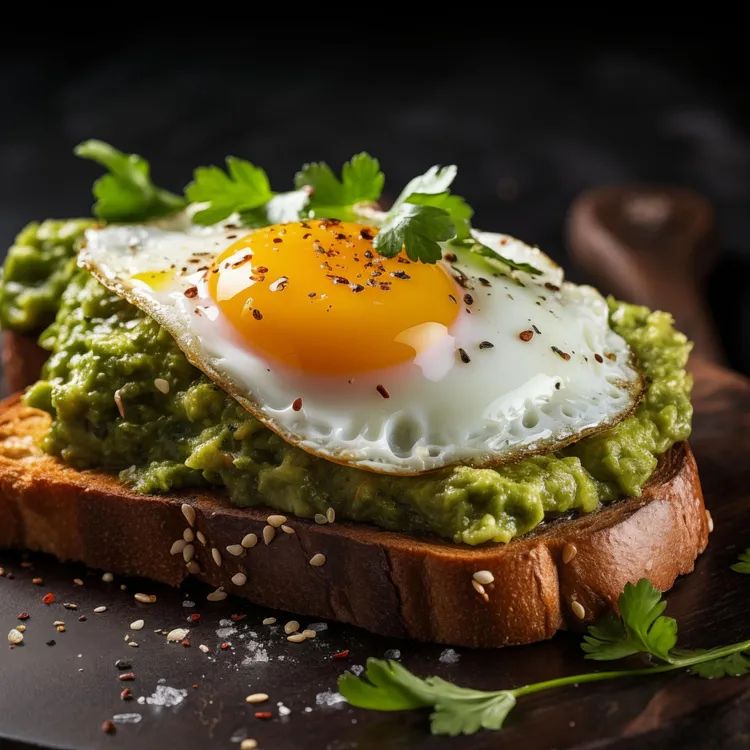 Fried egg toast with avocado and pepper jack cheese