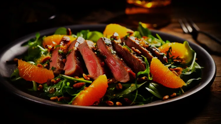 Garlic beef and watercress salad