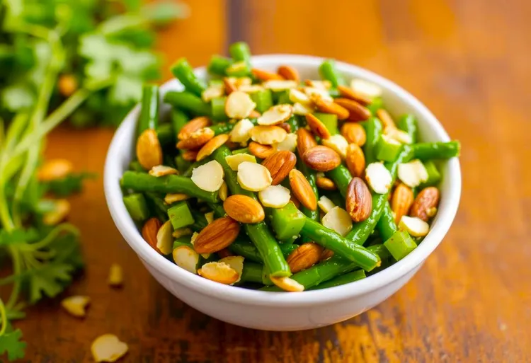 Garlic-almond green beans with butter