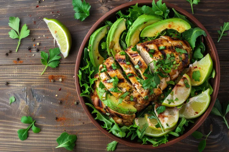 Grilled lime chicken with avocado