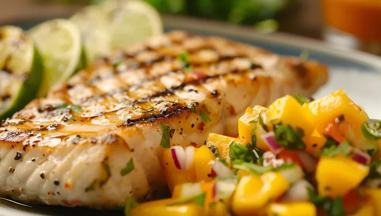 Grilled cod with pineapple avocado salsa
