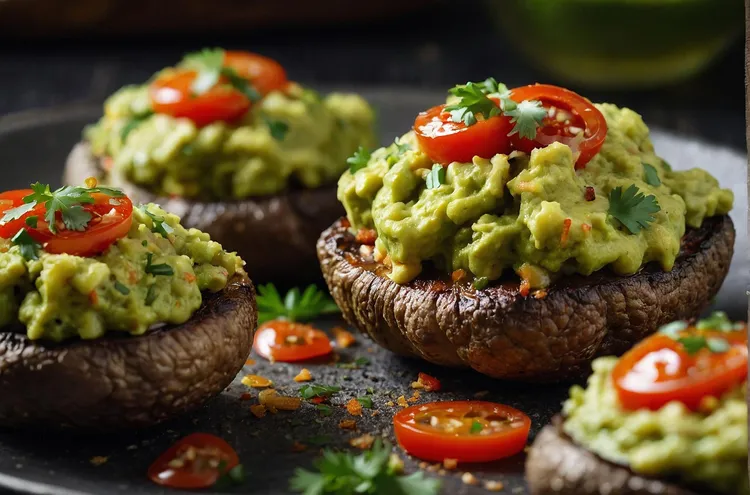 Grilled portobello steaks with avocado