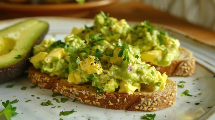 Avocado toast with egg scramble