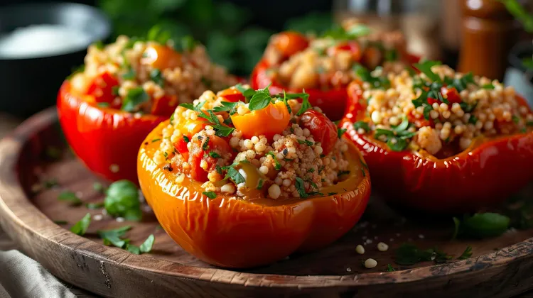 Herb couscous stuffed tomatoes
