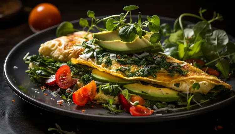Kale, avocado and sunflower seed omelet