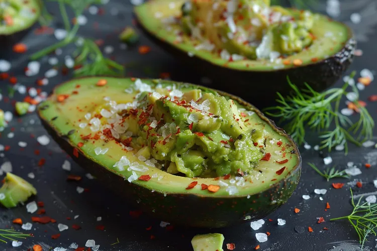 Avocado with cottage cheese