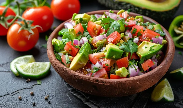 Citrusy avocado salad with tomatoes and onion