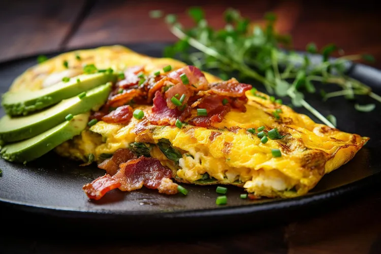 Bacon and avocado omelet