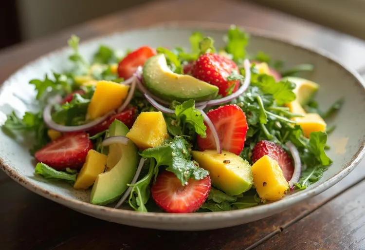 Mango strawberry arugula salad