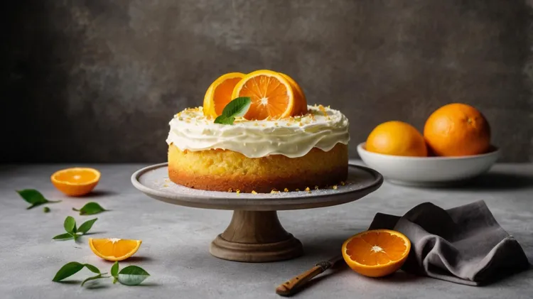 Orange almond sour cream cake