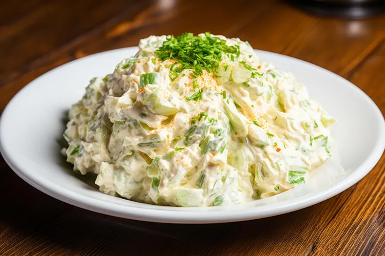Paleo broccoli slaw with avocado, garlic and coconut milk