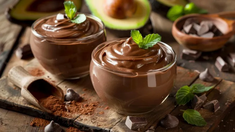 Paleo and keto chocolate avocado pudding