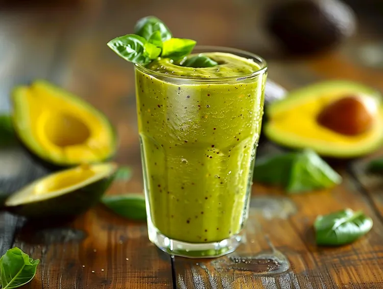 Peach avocado smoothie with chia seeds