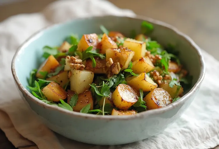 Potato & rocket salad with toasted walnuts