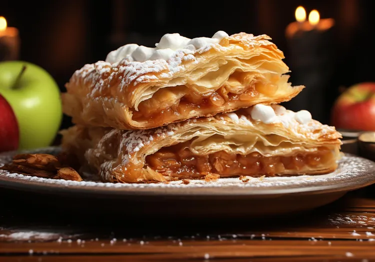 Puff pastry apple strudel toastie