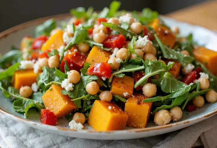 Roast pumpkin, chickpea and rocket salad