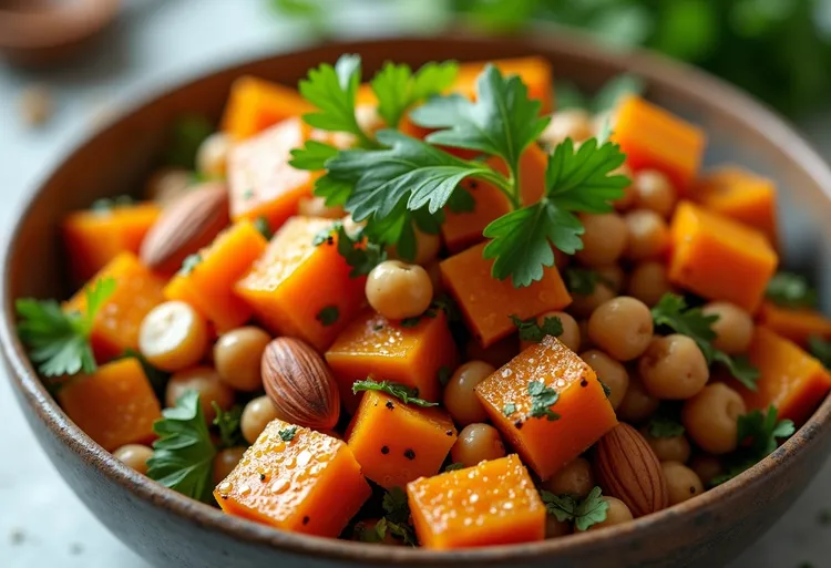 Roasted pumpkin and chickpea salad