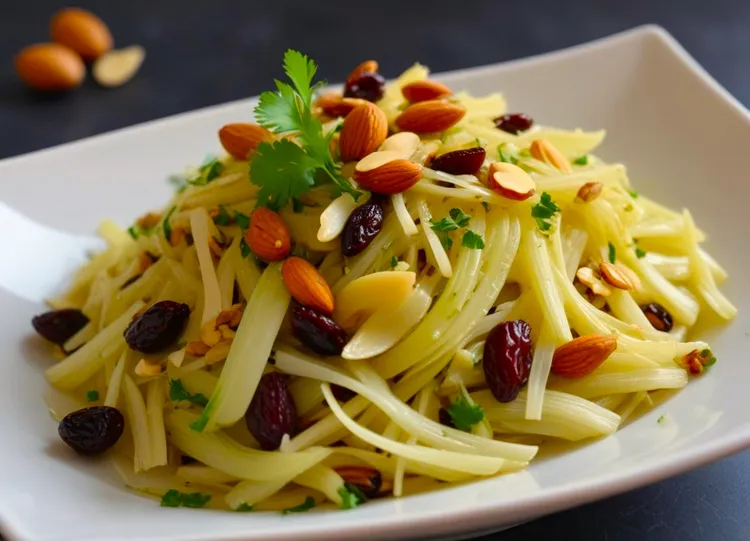 Sauteed fennel with almonds, raisins and saffron